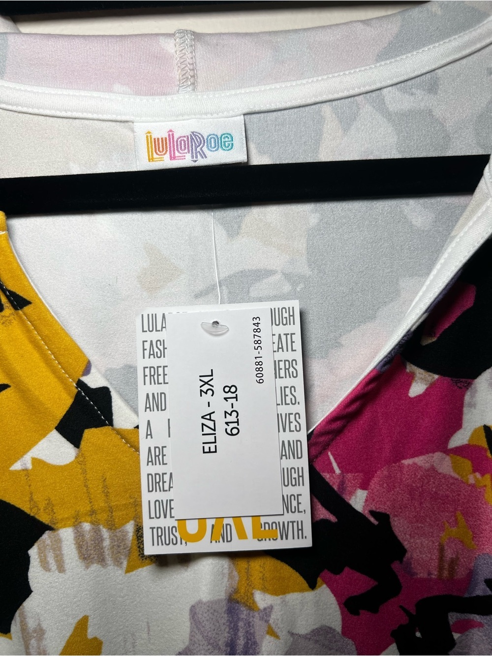 LuLaRoe Eliza Hooded Top in Black, Pink, Yellow, White - Picture 3 of 5